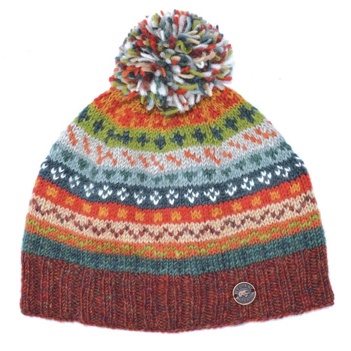 Black Yak Ltd - Wholesale Beanie - Unisex - Fair Isle Bobble Hat - Pure Wool - Knitted - Fair Trade3