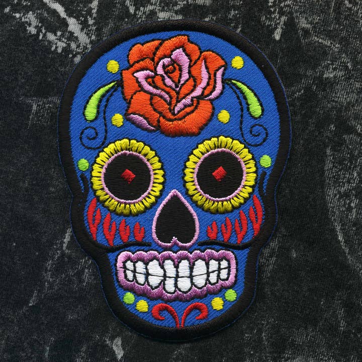 Tribal Trade GmbH - Vendita all'ingrosso Toppe - Toppa teschio messicano con rosa blu e arancione8