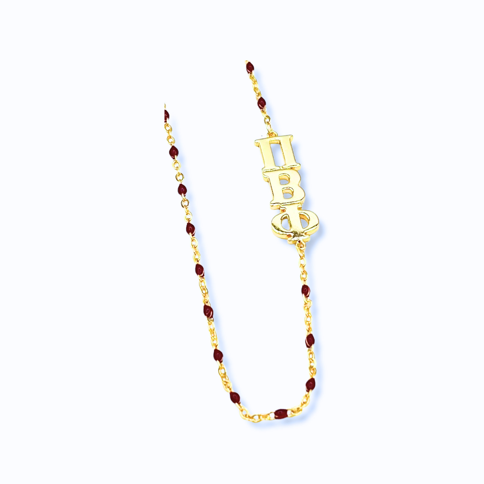 Maroon N201 PBP-The Pi Beta Phi Necklace: Side Set ΠΒΦ Enamel Bead Necklace for wholesale on Faire1