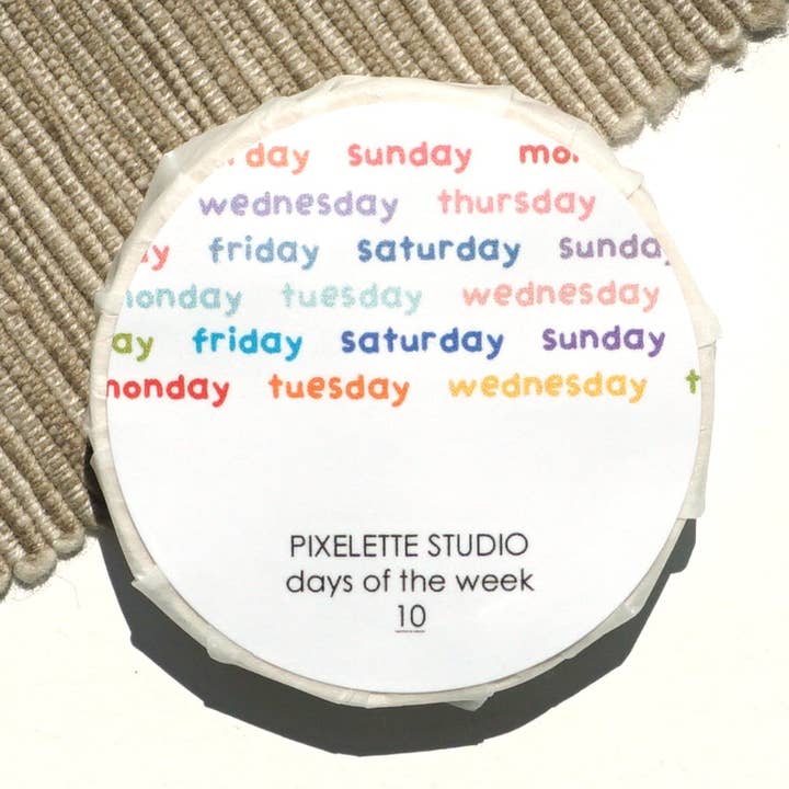 Days of the Week Washi Tape for wholesale by Pixelette Studio