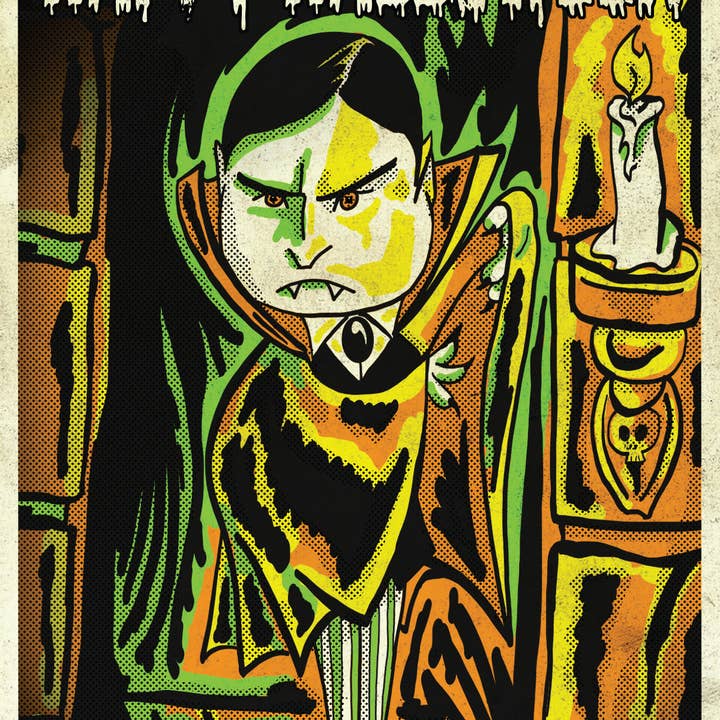 Carte postale Happy Halloween Vampire pour la vente par Black River Letterpress & Paper Co.