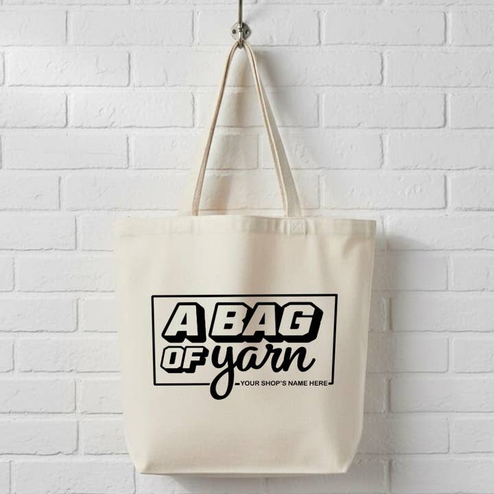 Un sac fourre-tout en toile avec pelote de laine, boutique de laine personnalisée pour la vente par Anna B. Shop