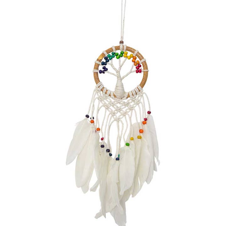 Arbre à perles mural en bois avec chakra en macramé, taille moyenne pour la vente par Kheops International