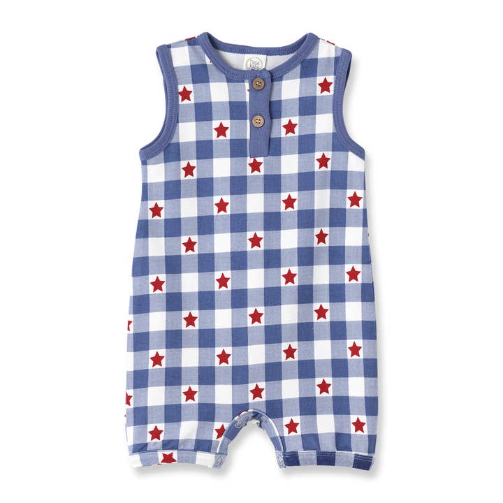 Tesa Babe - Wholesale Jumpsuit - Baby - Americana Bamboo Short Baby Romper - 4th of July