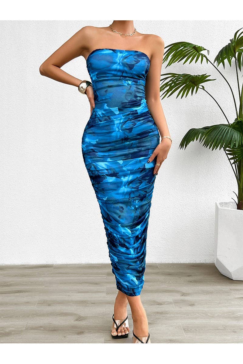 Blue CWDMD2401_Sexy Strapless Tie Dye Maxi Dress for wholesale on Faire0