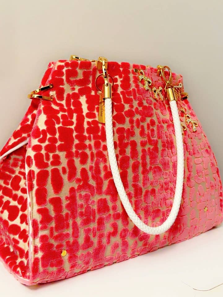 Pink Velvet Tote *Designer Favorite for wholesale by Soderena Designs