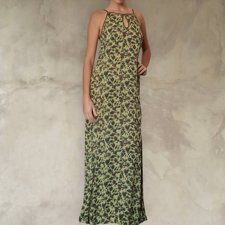 FABIANA BOENTE flytande lång klänning med utsvängd kjol och handbroderi för wholesale av FABIANA BOENTE