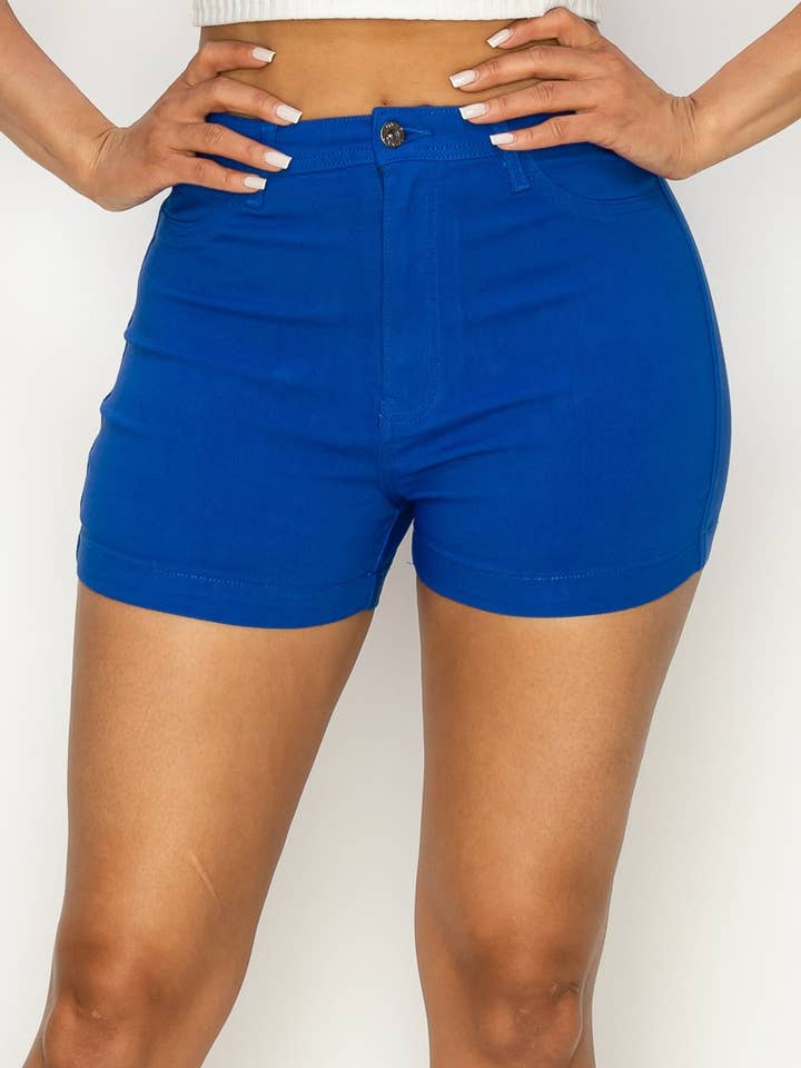 SH-300 HIGH WAISTED SUPER-STRETCH WOMEN'S COLORED SHORTS for wholesale by Denim Zone U.S.A.