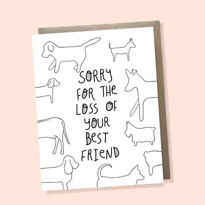 Dog Sympathy Card, pet sympathy card for wholesale by Bangs & Teeth