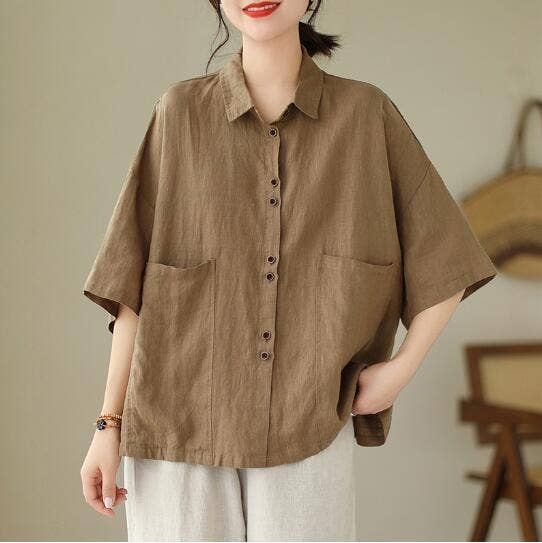 Whisper Mint - Wholesale Button Down Shirt - Women's - Casual Loose-Fit Shirt| Button-Up Overshirt Large Pockets3