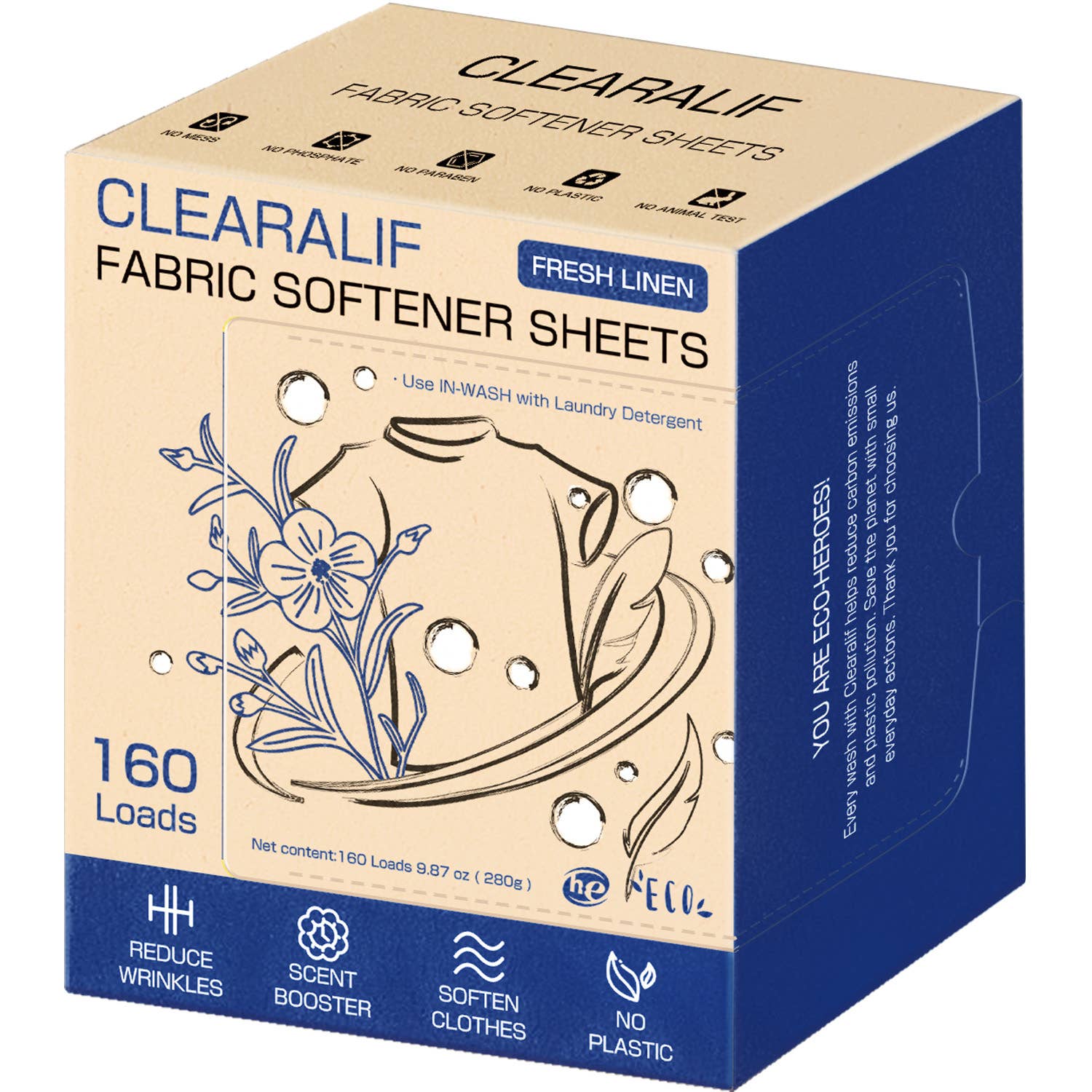 Clearalif - Vente Adoucissants - Draps adoucissants à lessive, lin frais, écologique, biodégradable0