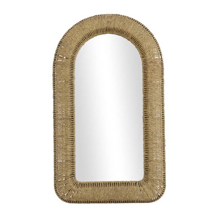 Bohemian Brown Rattan Wall Mirror for wholesale by Deco Marché