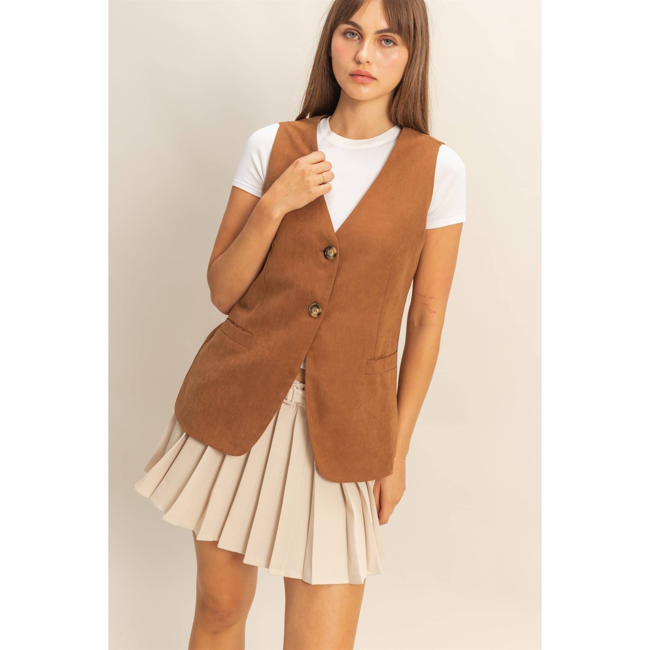 HYFVE - Vente Veste sans manches – femme - Gilet ajusté sans manches à col en V avec boutons17