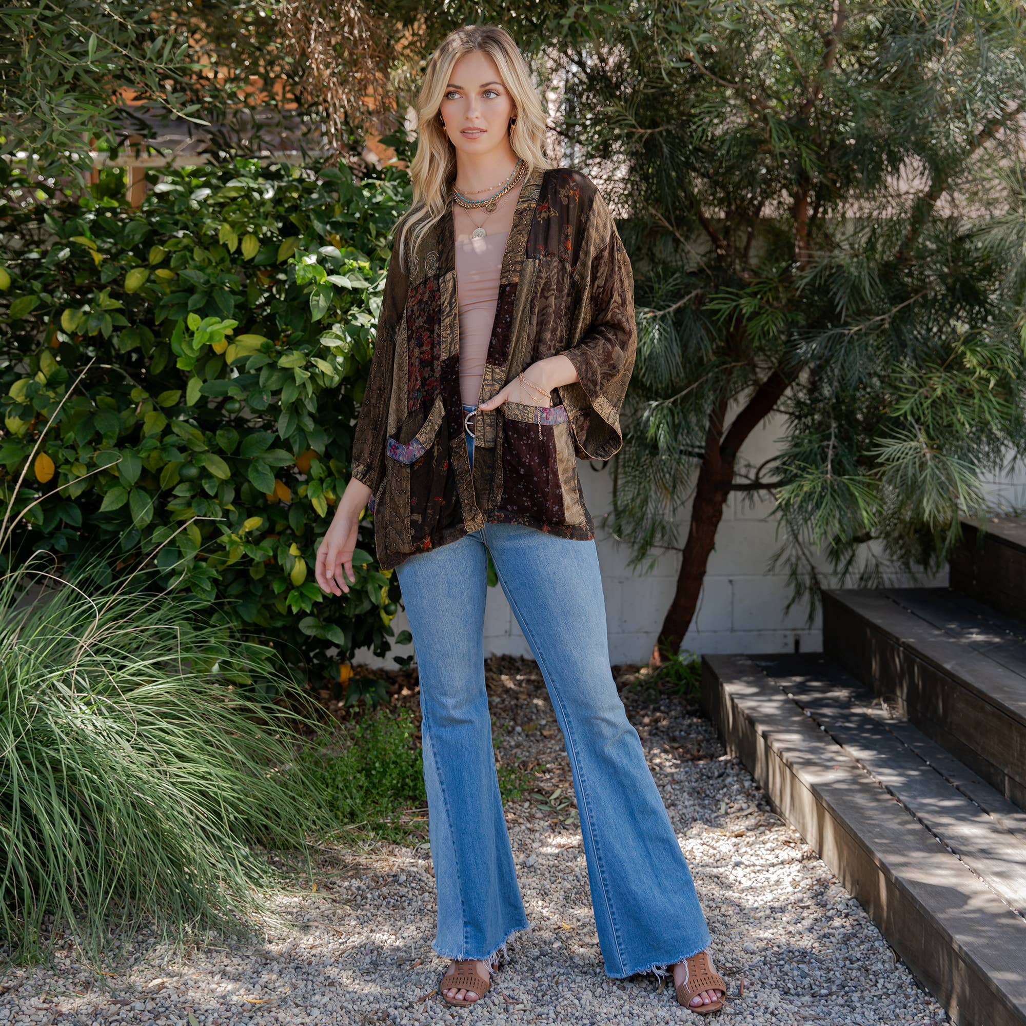 Young Threads - Wholesale Kimono - Women's - Kimono Top In Overdyed Mix N Match Patches - in 7 Color ways4