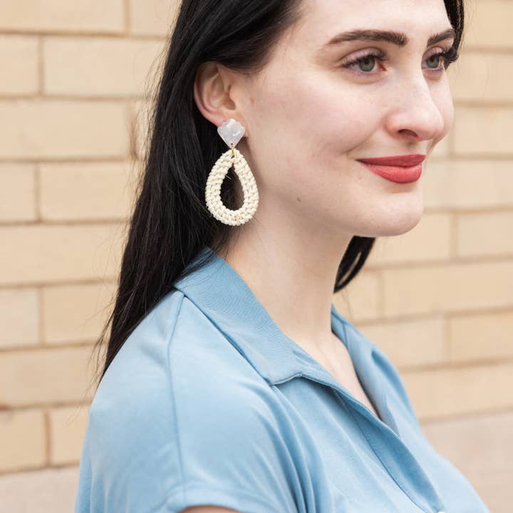 Spiffy & Splendid - Wholesale Dangle Earrings - Malia Earrings - Light Rattan // Spring, Summer, Resort