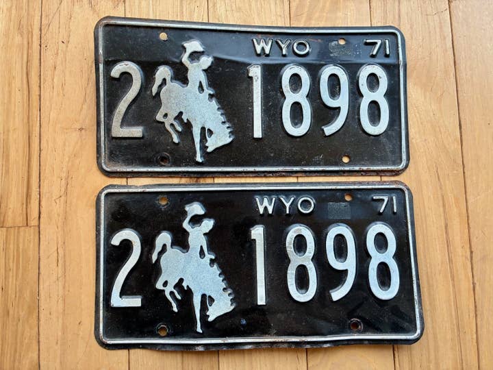 1971 Pair of Wyoming License Plates for wholesale by RusticPlates
