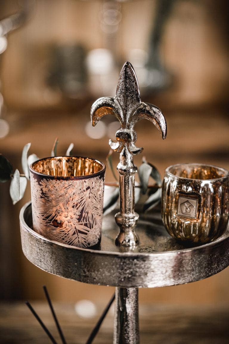 Michael & Philipp Noll e. K. – Großhandel Beistelltisch – Etagere Lilie Silber Zweistöckig4