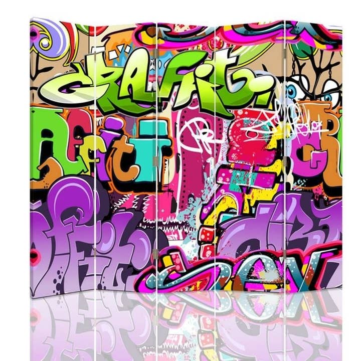 Séparateur de pièce Graffiti Abstraction 5 panneaux pour la vente par Motivartdesign