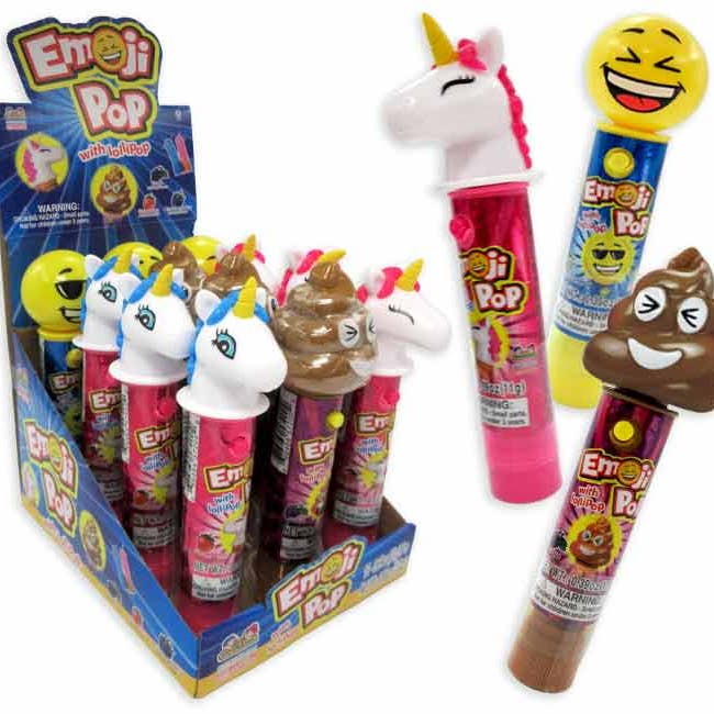 Kidsmania Emoji Pop 0.39 oz 12 count for wholesale by Snacky Candy