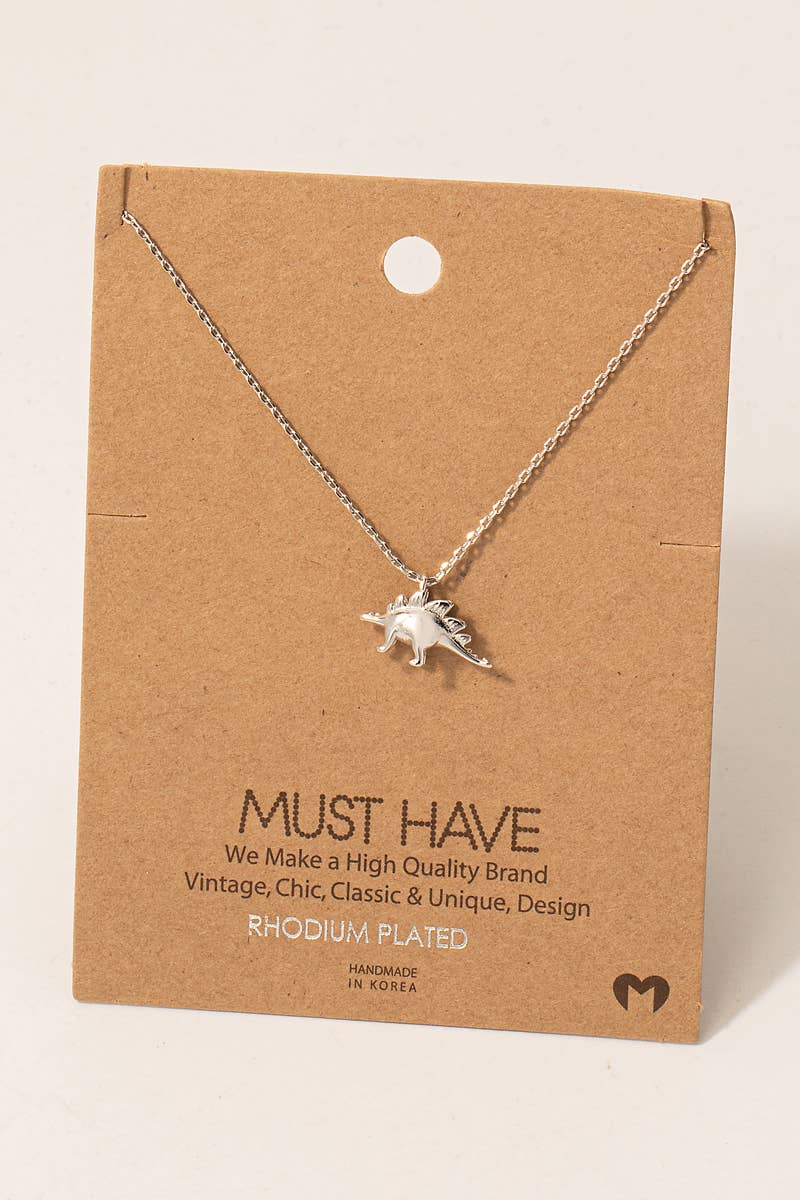 Fame Accessories - Wholesale Pendant/Charm Necklace - Gold Dipped Stegosaurus Dinosaur Pendant Necklace3