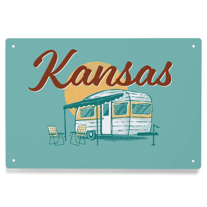 METAL SIGN ART Kansas, Vintage Matchbook, Vintage Camper for wholesale by Lantern Press