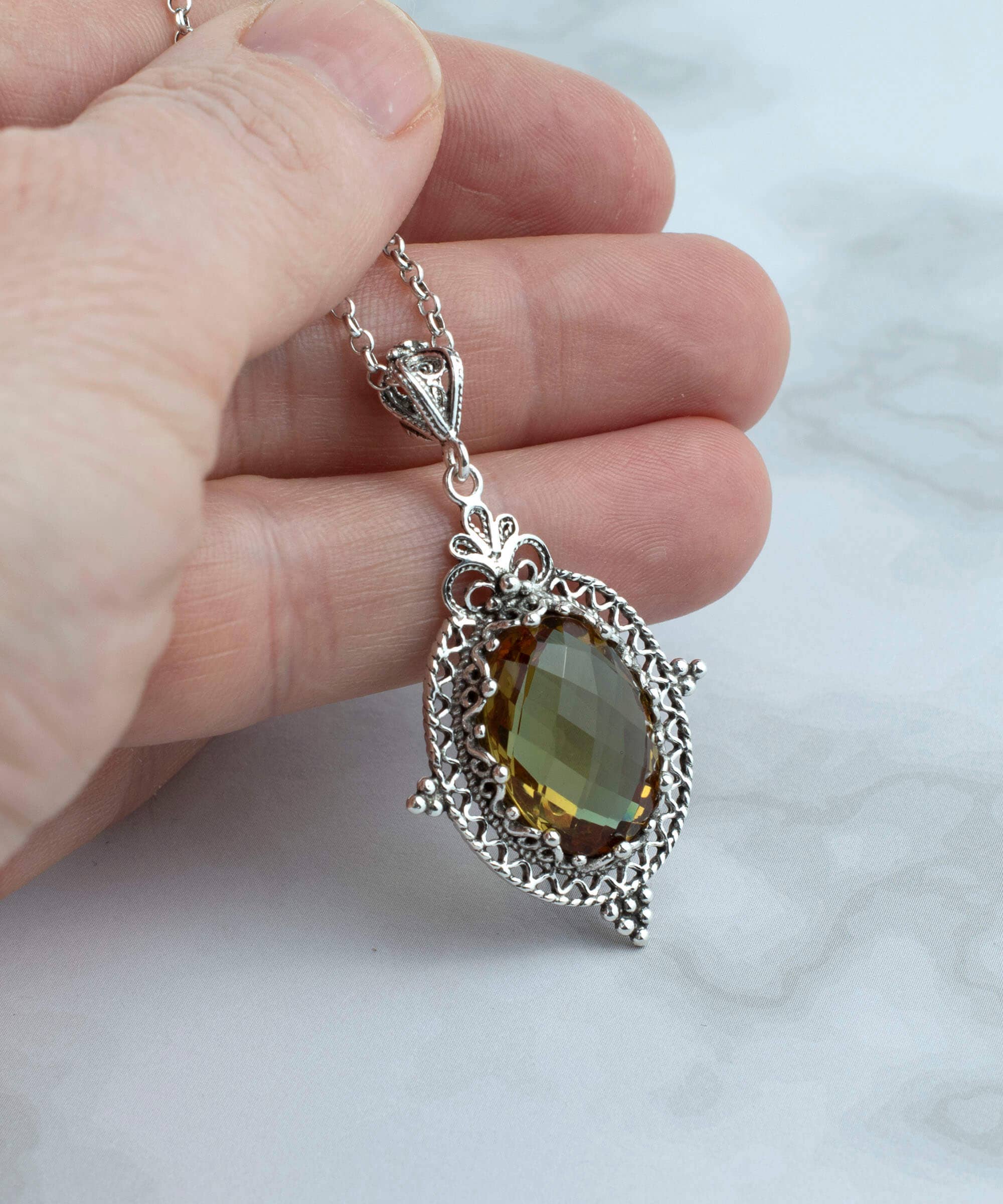 Filigranist Jewelry - Wholesale Pendant/Charm Necklace - Silver  Alexandrite Women Oval Pendant Necklace4