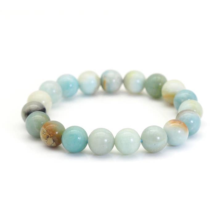 Genuine Amazonite Round Smooth Stretchy Bracelet, 8mm/10mm, Sku#EF368 for wholesale by BestBeads&Beyond