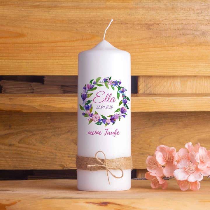 Dopljus | lila blomkrans | 15-30 cm höjd | för wholesale av Die Kerzenwerkstatt