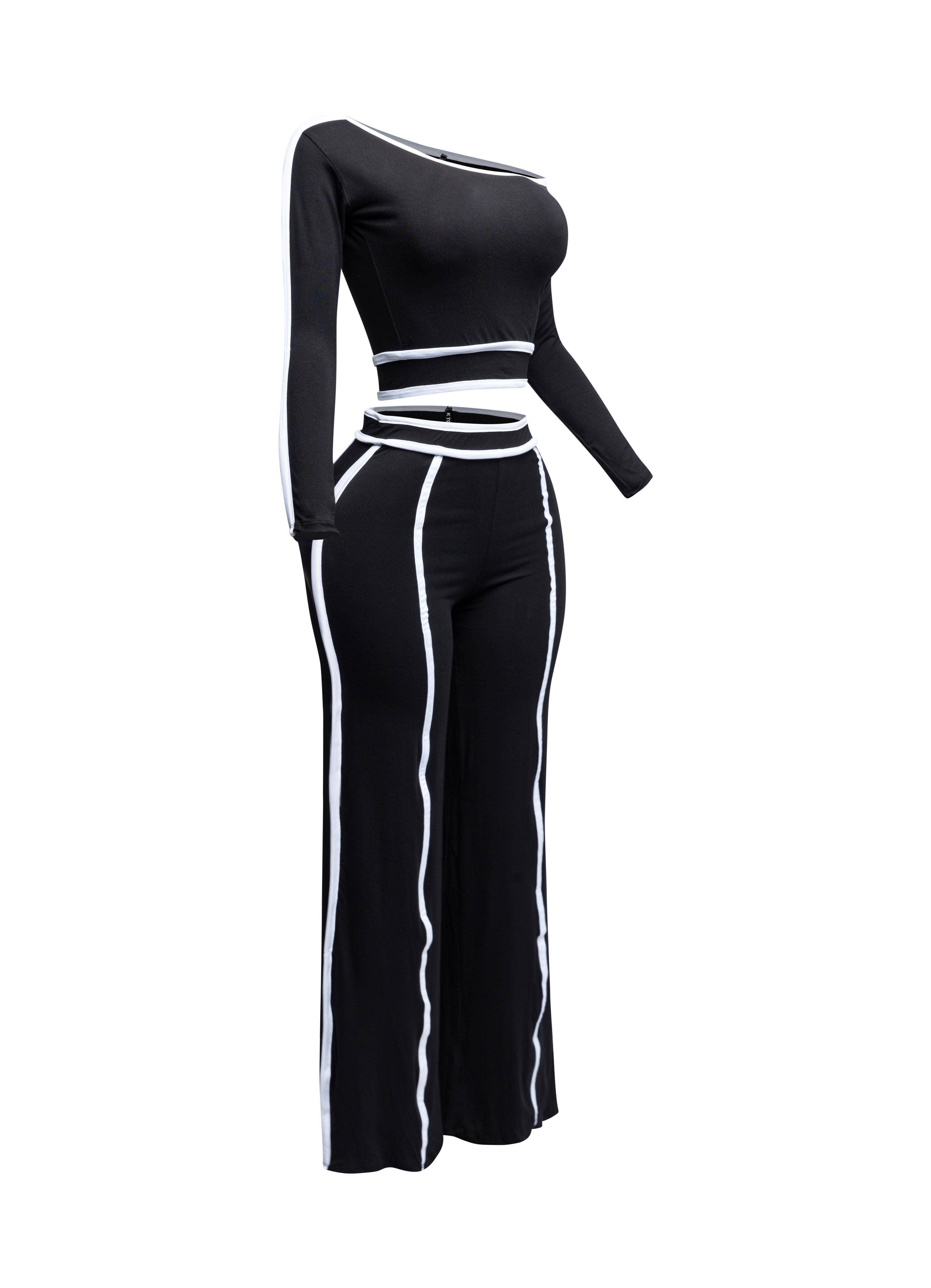 K Too - Wholesale Top & Pant Set (NOT Loungewear) - Women's - off shoulder long sleeve top with wide leg pants4