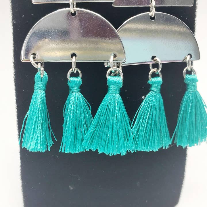 Tots And Tumblers Art – Engroshandel Hængeøreringe og creoløreringe – Sølv turkis kvast dingle øreringe10
