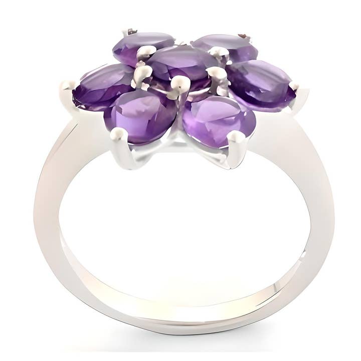 GEMPARA - Wholesale Multi-Stone Ring - 2 CT Round Amethyst Periwinkle Ring