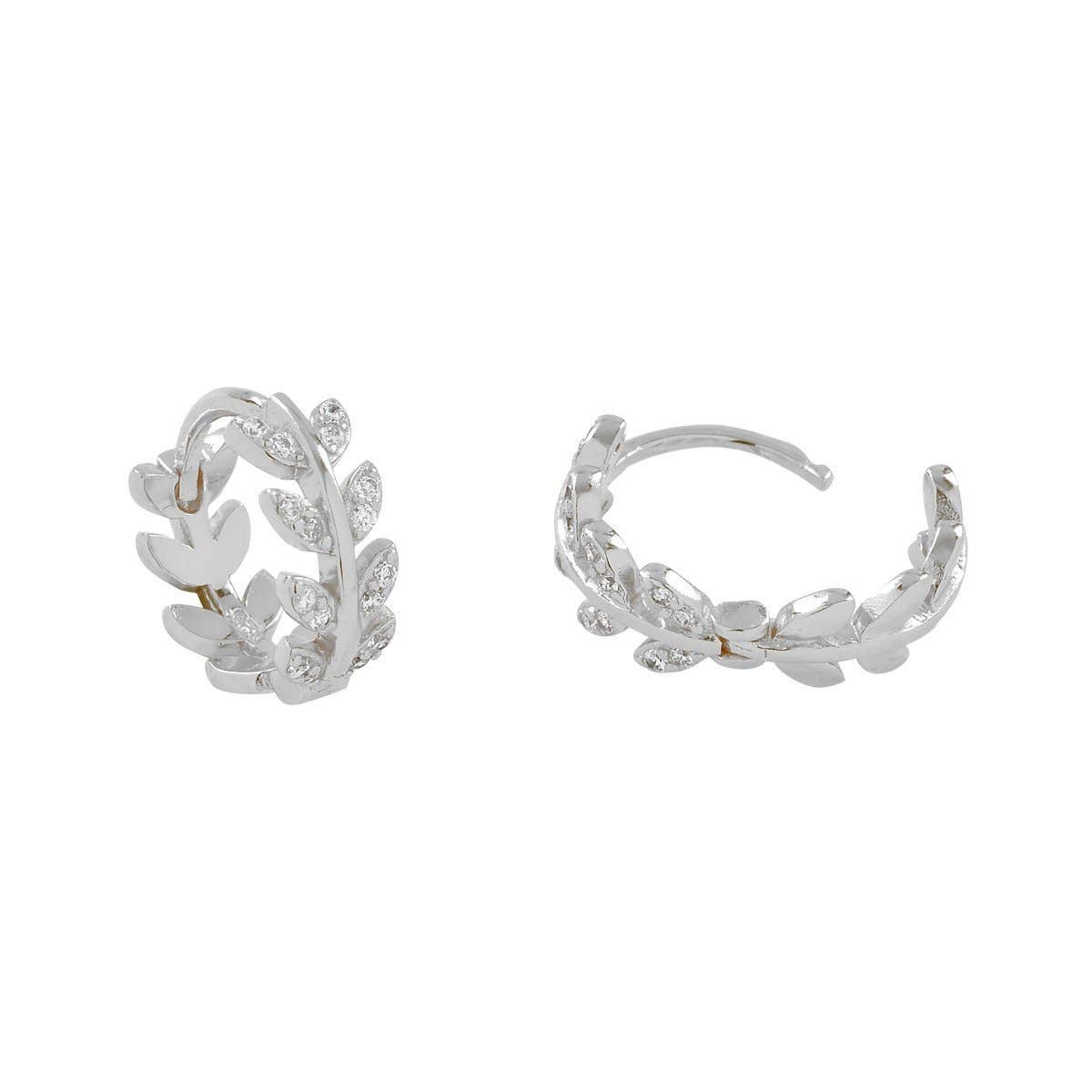 Ofina Jewelry - Venta al por mayor Pendientes de aro pequeños - Hojas de CZ Huggies4