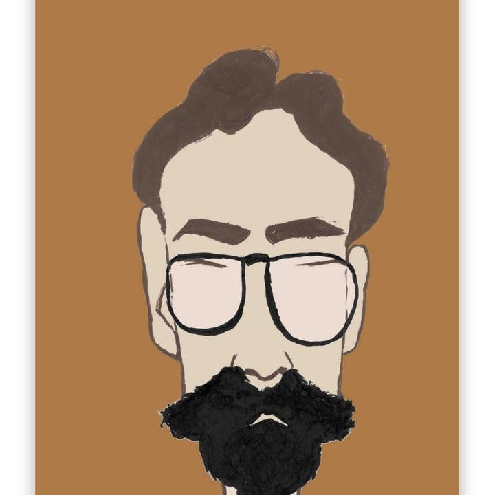 Contemporary Minimalist Male Portrait Artwork with Glasses for wholesale by ArtbyHaise
