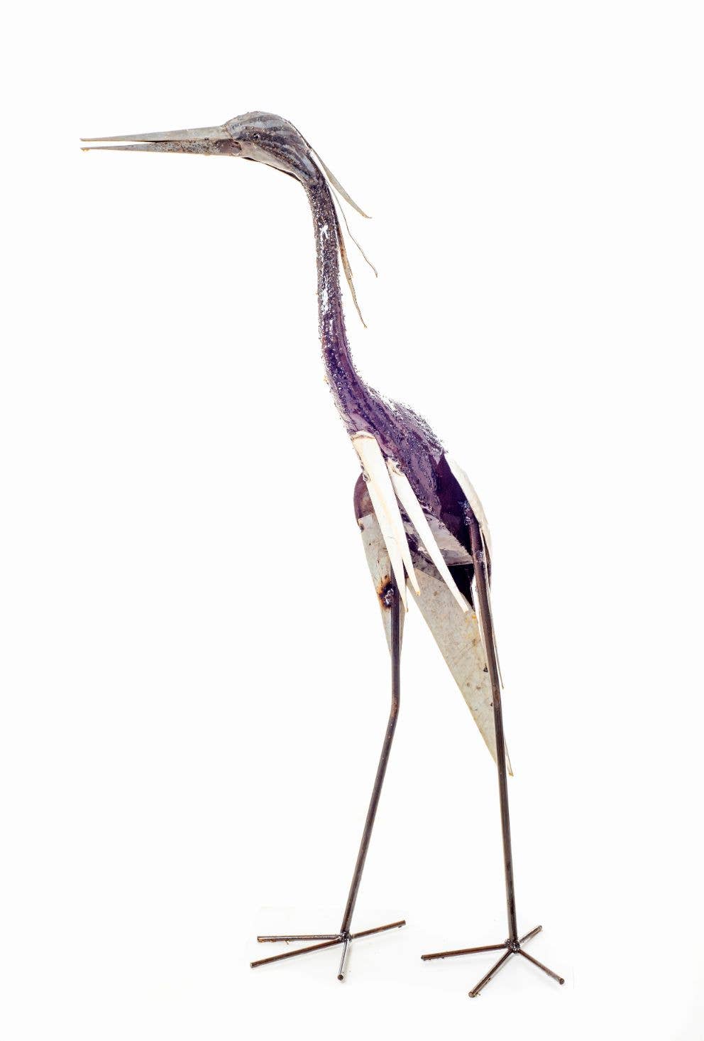 Zimba-Arts - Vente Sculpture - Zimba-Arts HÉRON BLANC EN MÉTAL GRAND0