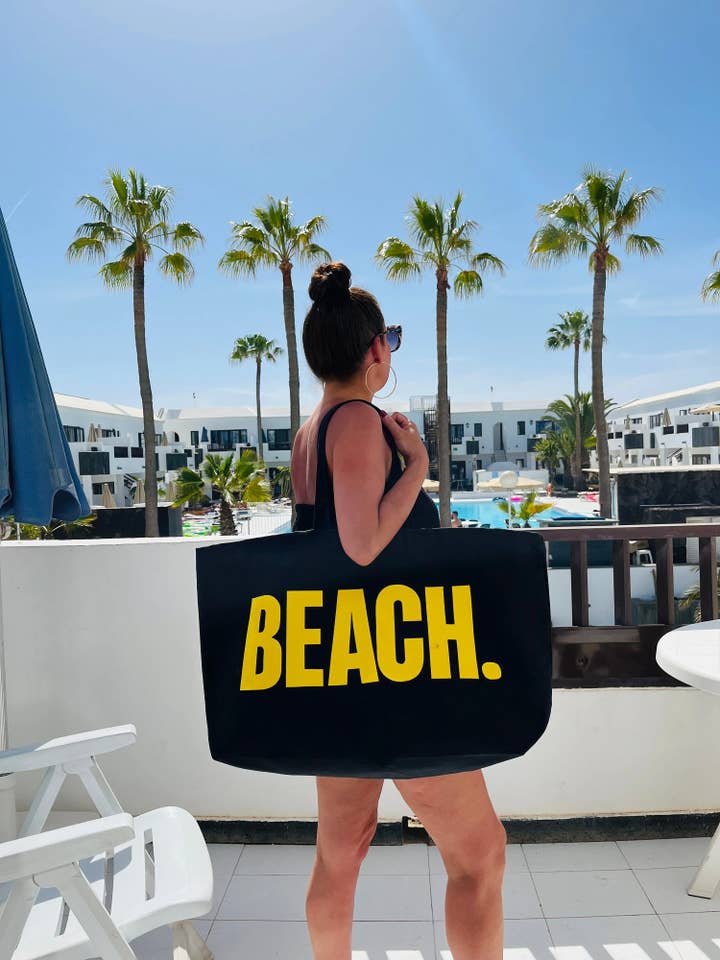 Extra grote schoudertas van katoencanvas „BEACH” van XL voor wholesale door Luxury Style UK