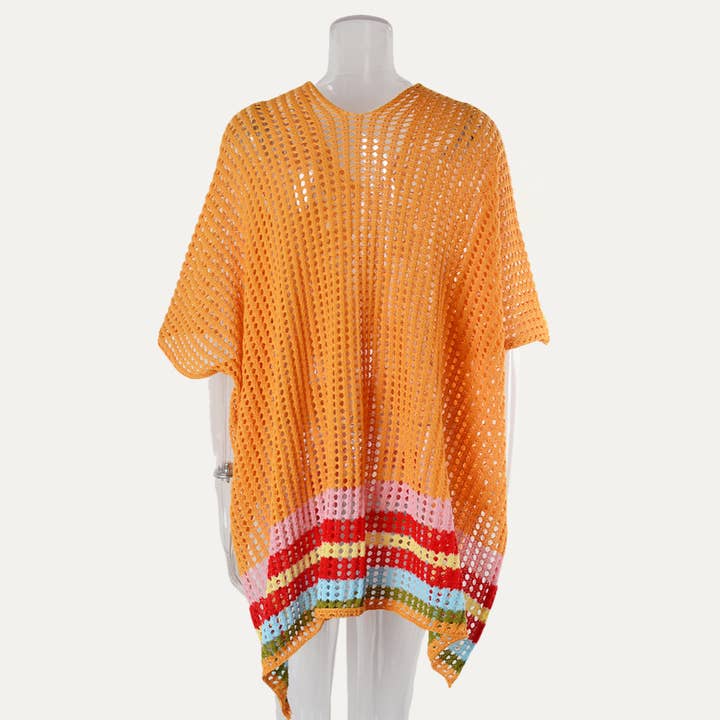 The Moment Collection – wholesale Strandkläder – Dam – Seaside Resort Regnbåge Mångfärgad Virkad Simma Cover-Up2