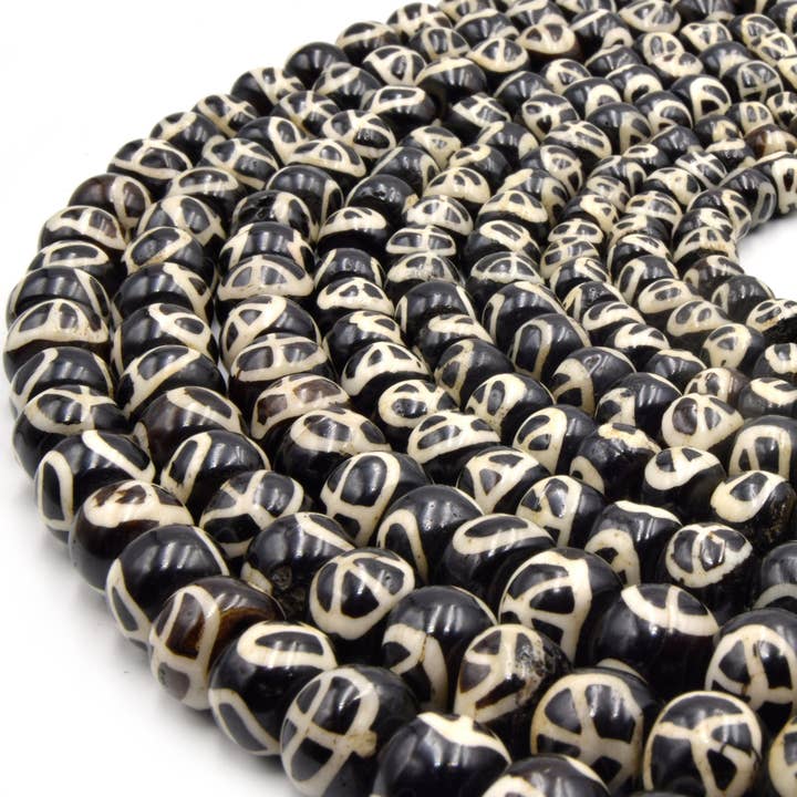Only Beads - Wholesale Beads - Painted Peace Sign Ox Bone Beads | 8mm 10mm 12mm