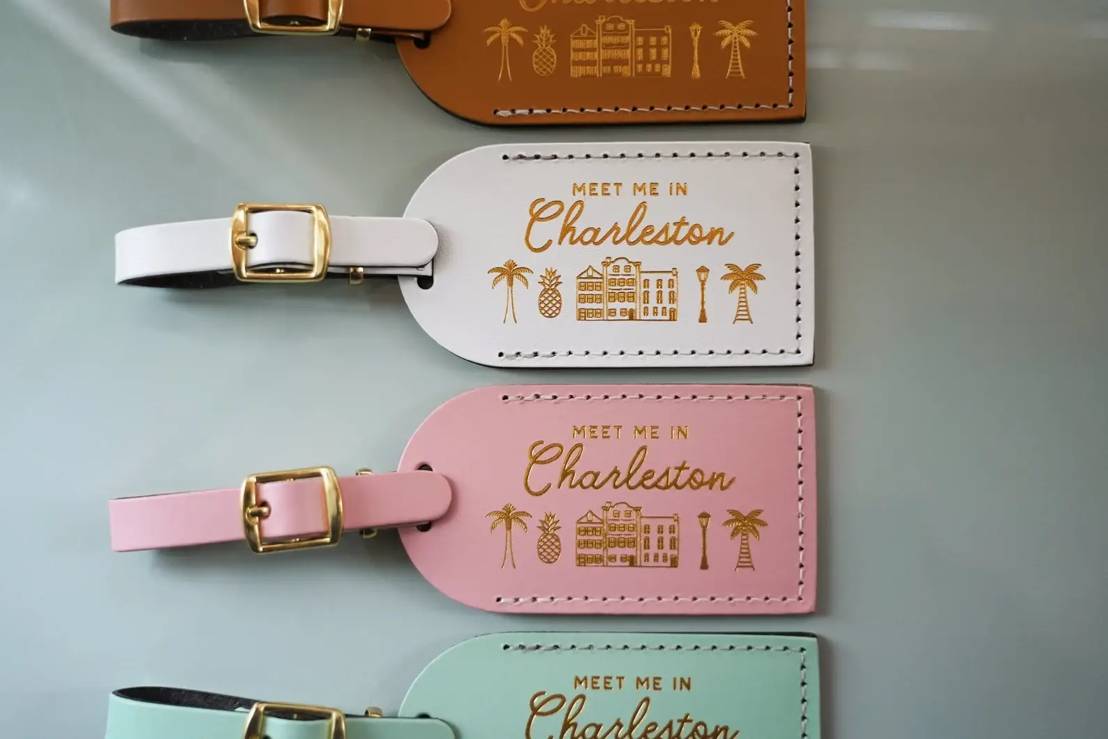 Letter + Leather - Wholesale Luggage Tag - Charleston Luggage Tag Wedding Favor or Travel Souvenir Gift1