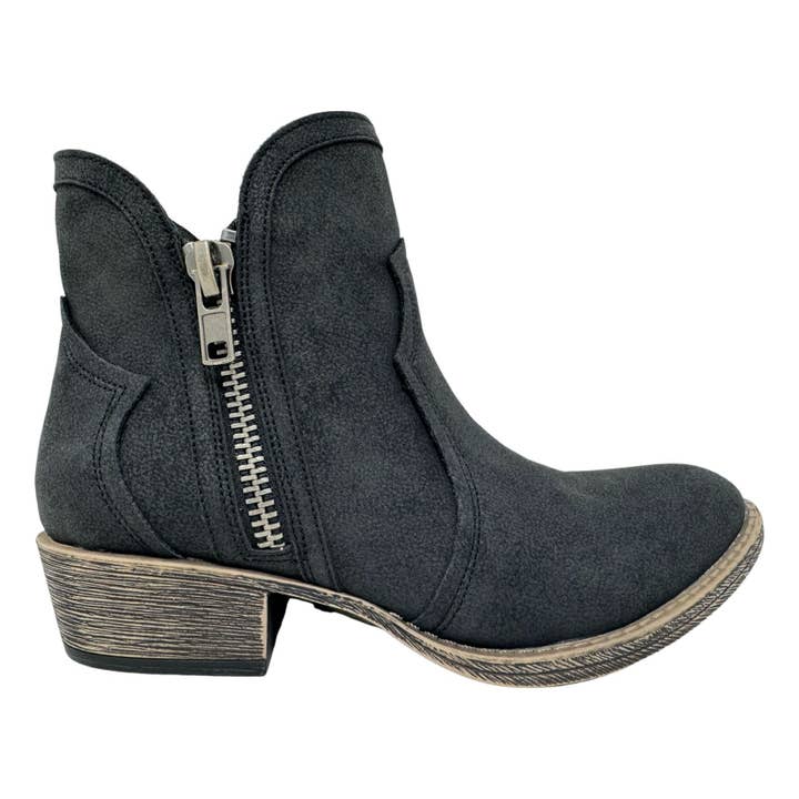 Very G - Wholesale Booties - Women's - Evie-Very G Distressed Vegan Leather Women's Bootie