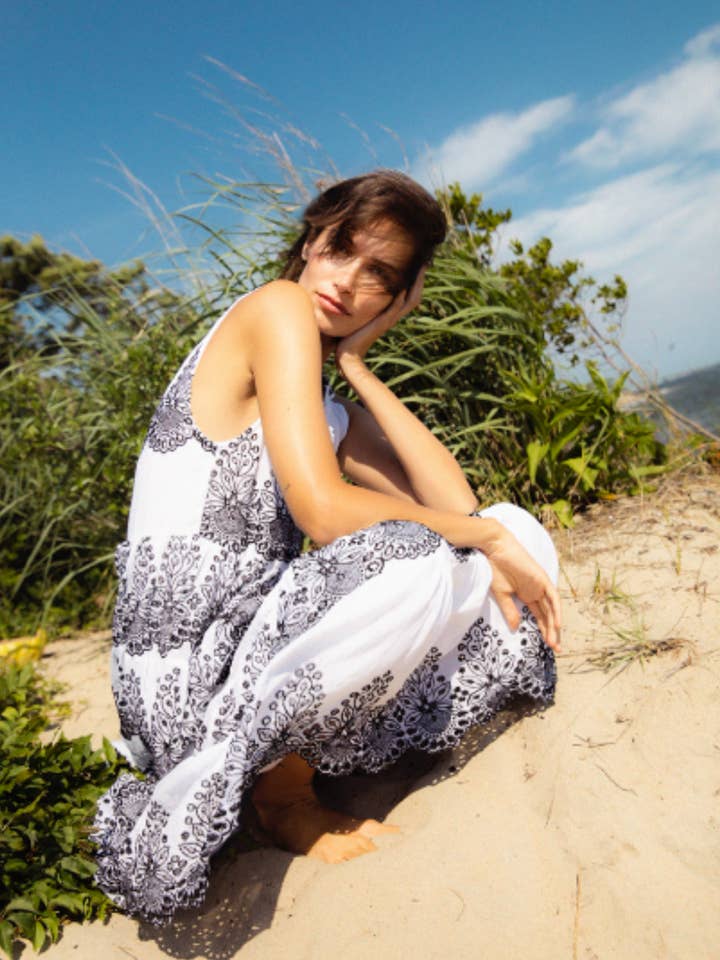 Pegasus White & Black Dress for wholesale by Guadalupe Design