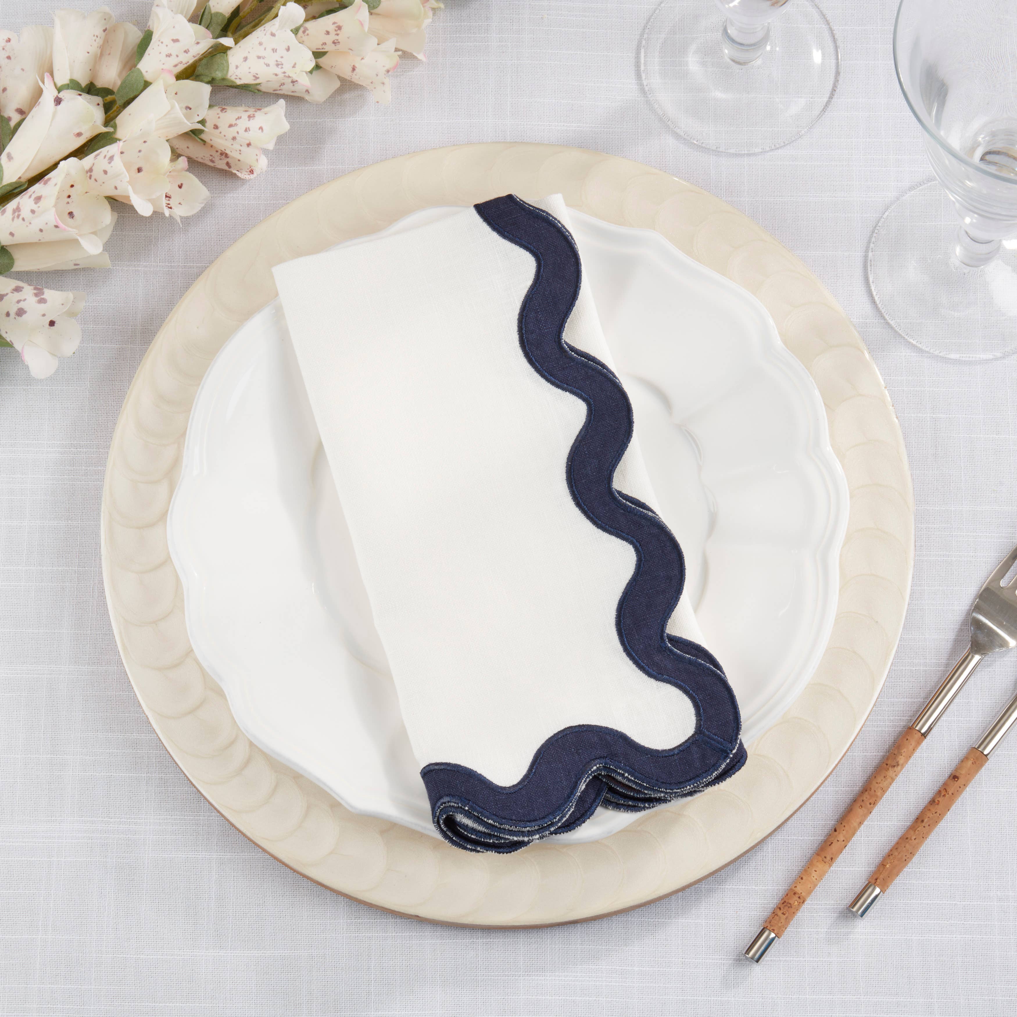 Saro Lifestyle – wholesale Dinner & cloth napkin – Linen Ric-Rac Border Dinner Napkin14