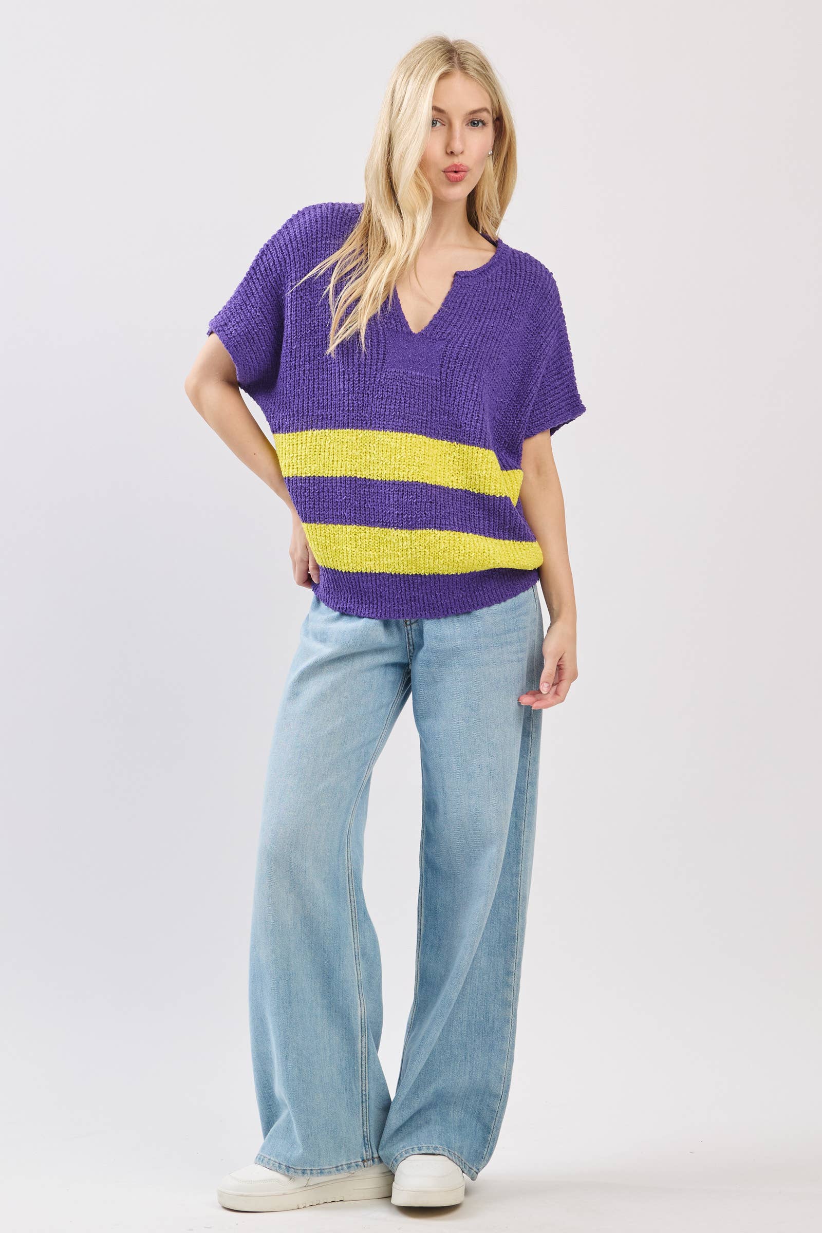 Sewn and Seen - Wholesale Knit Sweater - Women's - Stripe Knit Sleeveless Sweater32