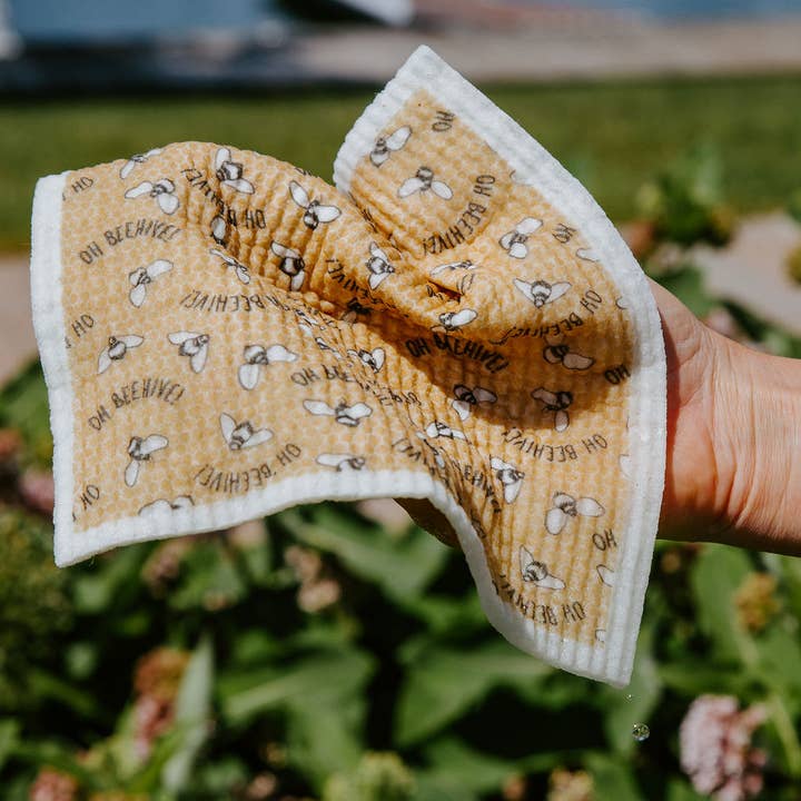 Oh Beehive: Eco Goods Co. - Wholesale Dishcloth - Buzzy Bee Swedish Dishcloth4