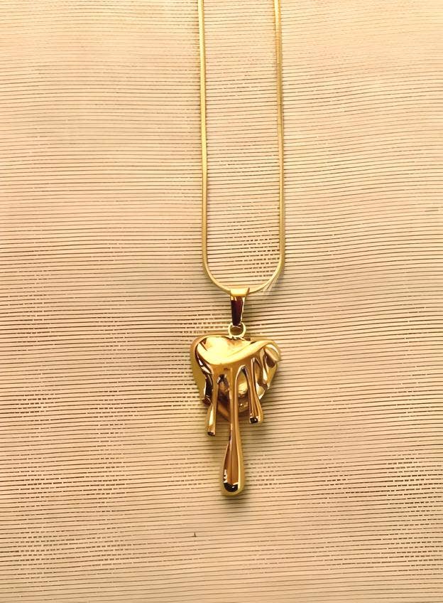 Wild & Free - Wholesale Halskettinghanger - Lava Hart Ketting in Roestvrij Staal0