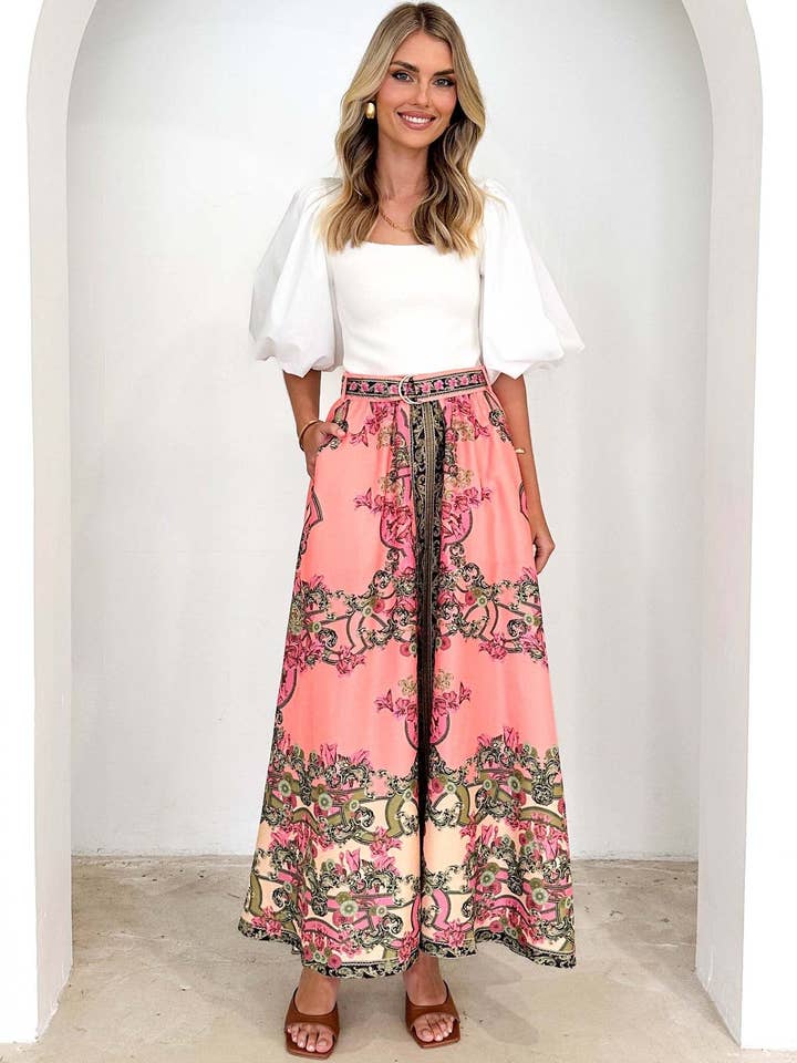 As Shown 2025 SpringSummer Bohemian Print Maxi Skirt for wholesale on Faire0