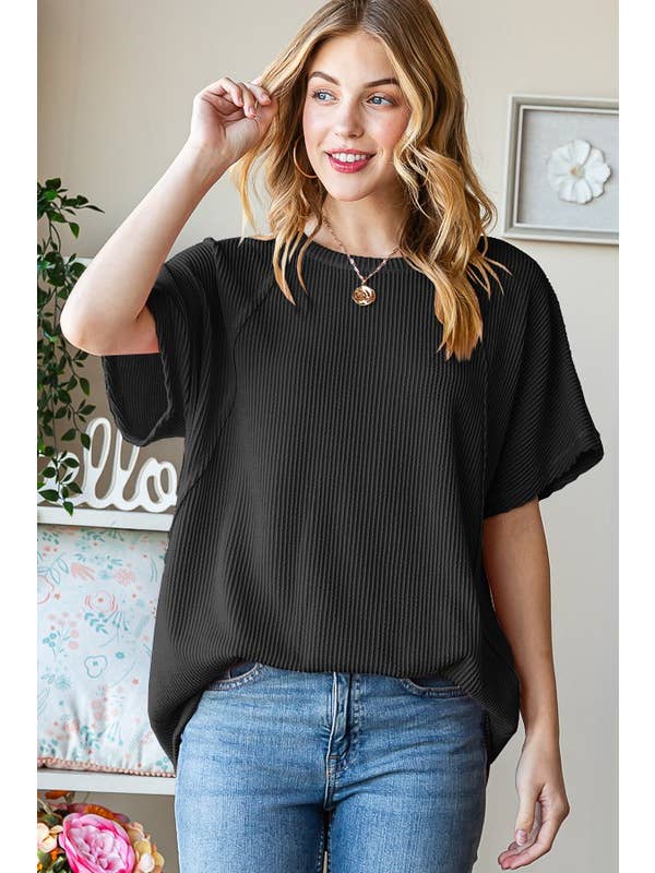 HEIMISH - Wholesale Tunic - Women's - ET7518-10 SOLID URBAN RIBBED TOP