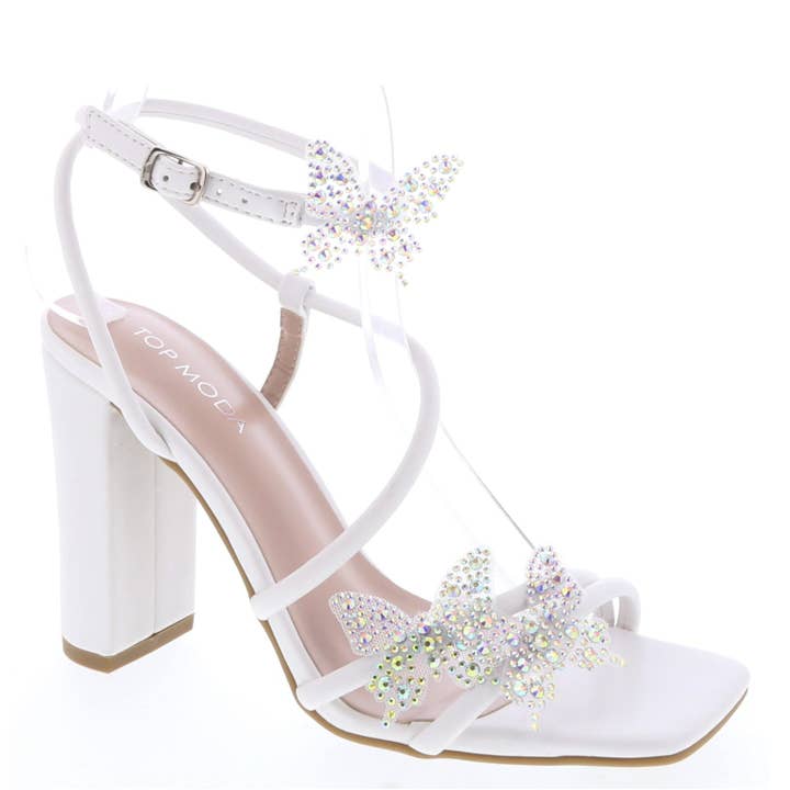 Mars Sky Shoes Wholesale - Wholesale High Heels - Women's - Top Moda AGATHA-8 Women Chunky Heel Shining Butterfly Sandal