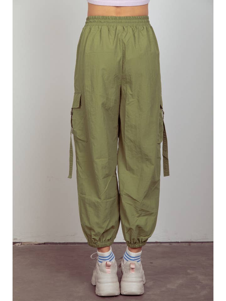 VERY J - Wholesale Pants - Women's - NP70377-Elastic Waist Solid Woven Cargo Pants15