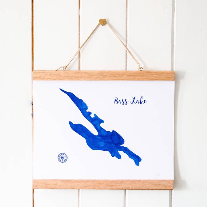 Bass Lake/Akvarell Konsttryck för wholesale av Heirloom Island