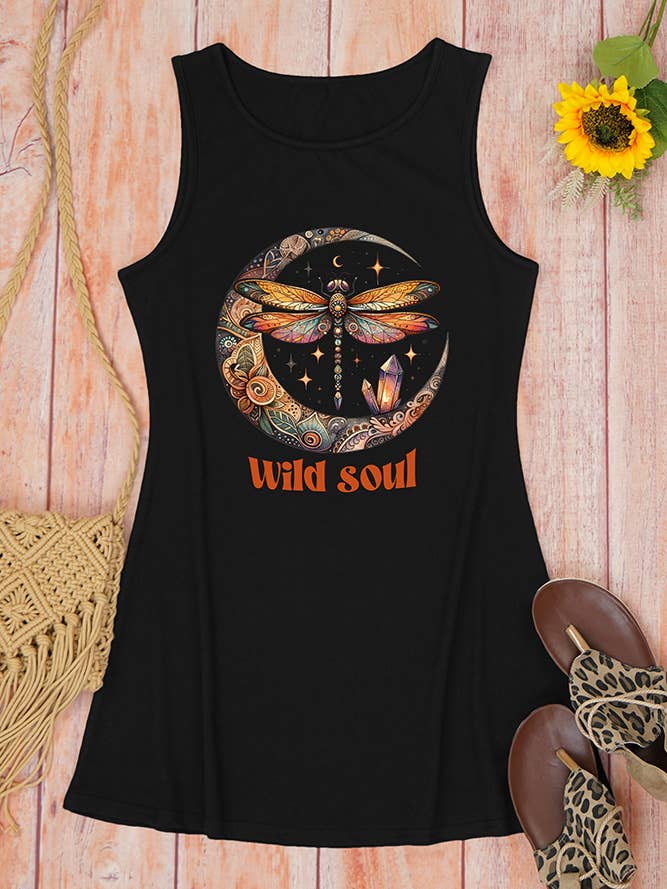 Black Dragonfly Print Tank Dress STC359C16 for wholesale on Faire